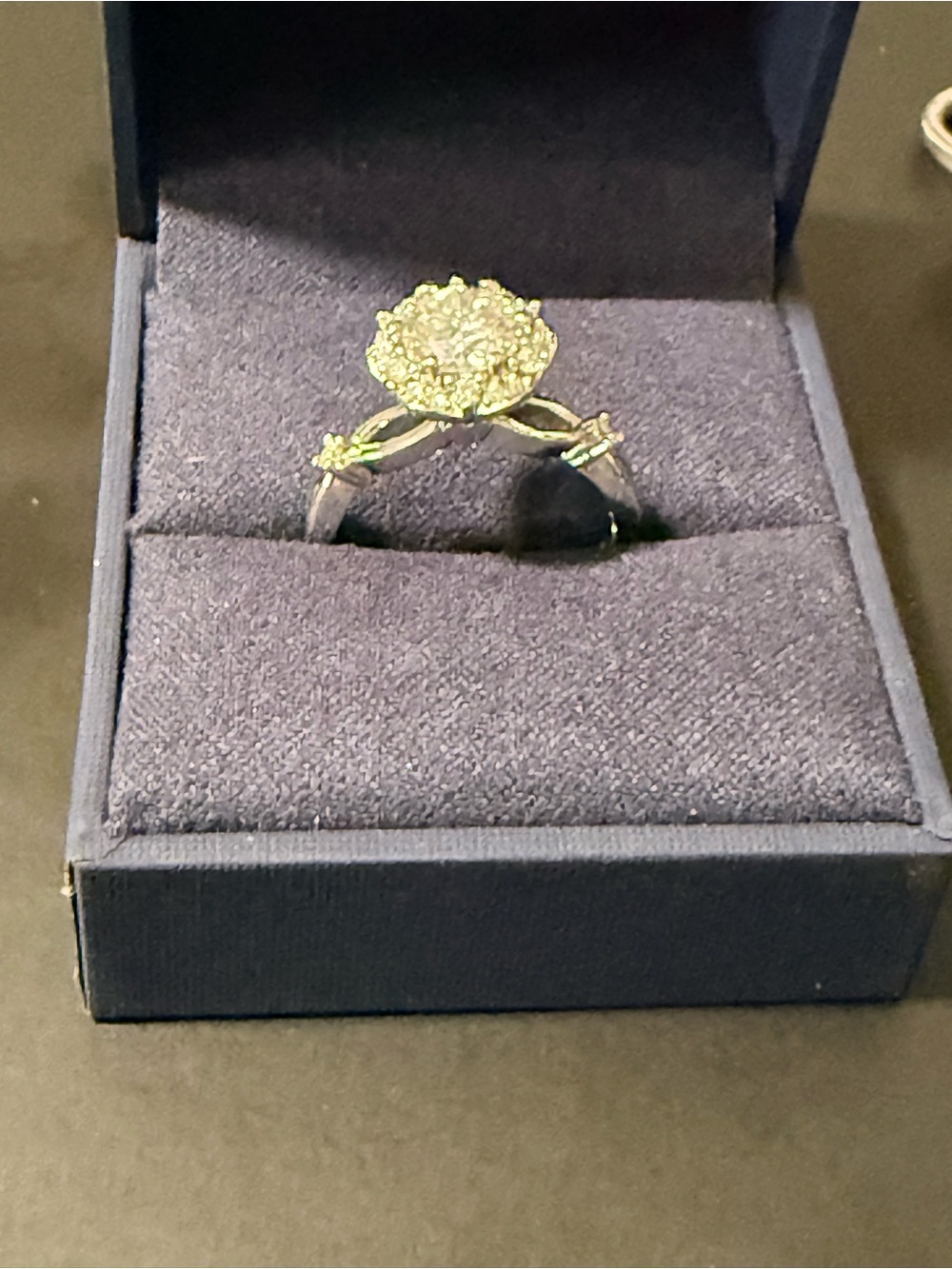 Delicate Floral Cluster Moisannite stone in Sterling Silver size 7.5